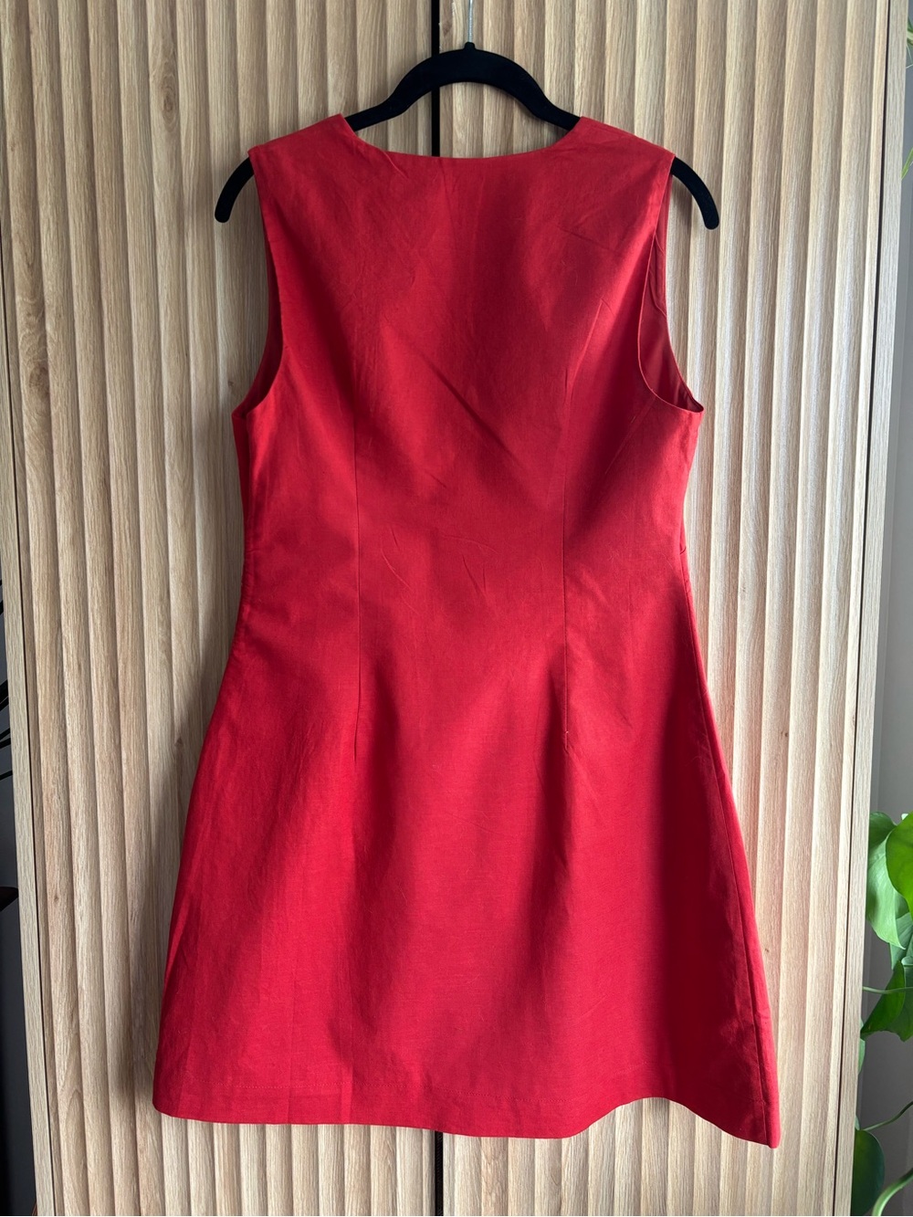 Commense Sleeveless Orange Linen Blend Mini Dress - Picture 5 of 8